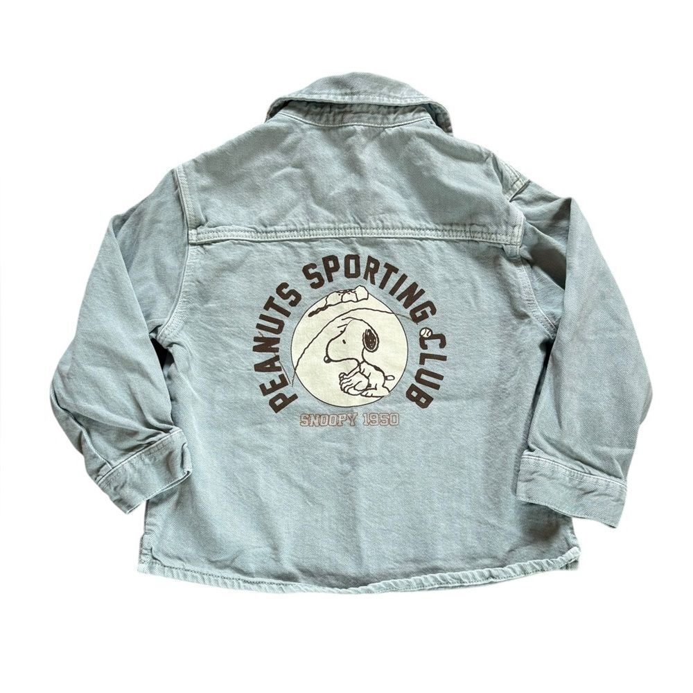 ZARA Peanuts Collab Botton Down Denim Shirt Peanuts Sporting Club Kids 4 to 5